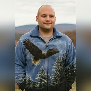 TRAIL CREST Fall Winter Cozy Eagle‎ Print Birds Fleece Jacket (#728)(C)